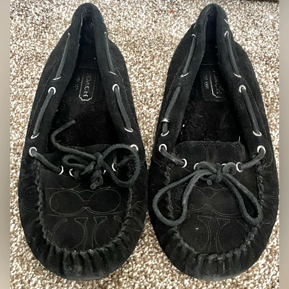 Coach Women's Antonia Loafers Shearling Suede Black Moccasins Shoes US Size 6.5B
